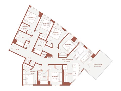 A floor plan of a building with multiple rooms labeled.